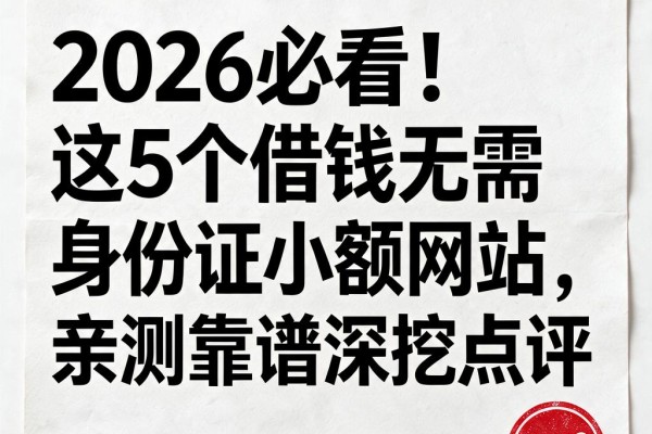 2026必看!这5个借钱无需身份证小额网站,亲测靠谱深挖点评