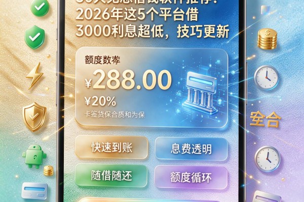 30天免息借钱软件推荐！2026年这5个平台借3000利息超低，技巧更新