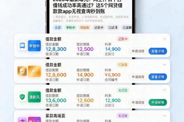 2026年最新曝光！网上什么平台借钱成功率高通过？这5个网贷借款app无视查询秒到账